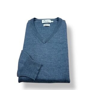 Peter Millar Crown Soft V Neck Sweater Men's Medium Gray Merino Wool Silk